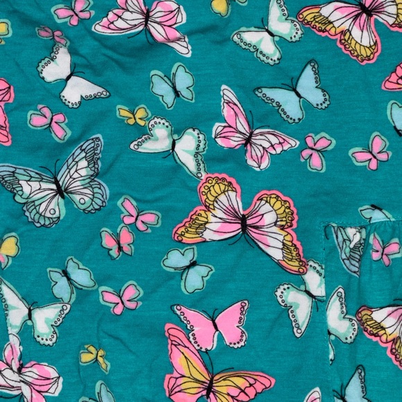Girls Wonder Nation Teal Butterfly Print Short Sleeve Tee size medium, size 7 - Picture 3 of 4